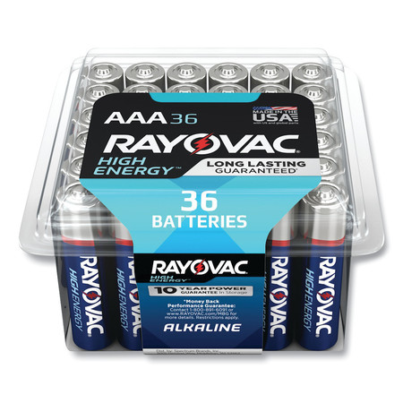 RAYOVAC AAA Alkaline Battery, 36 PK 82436PPK